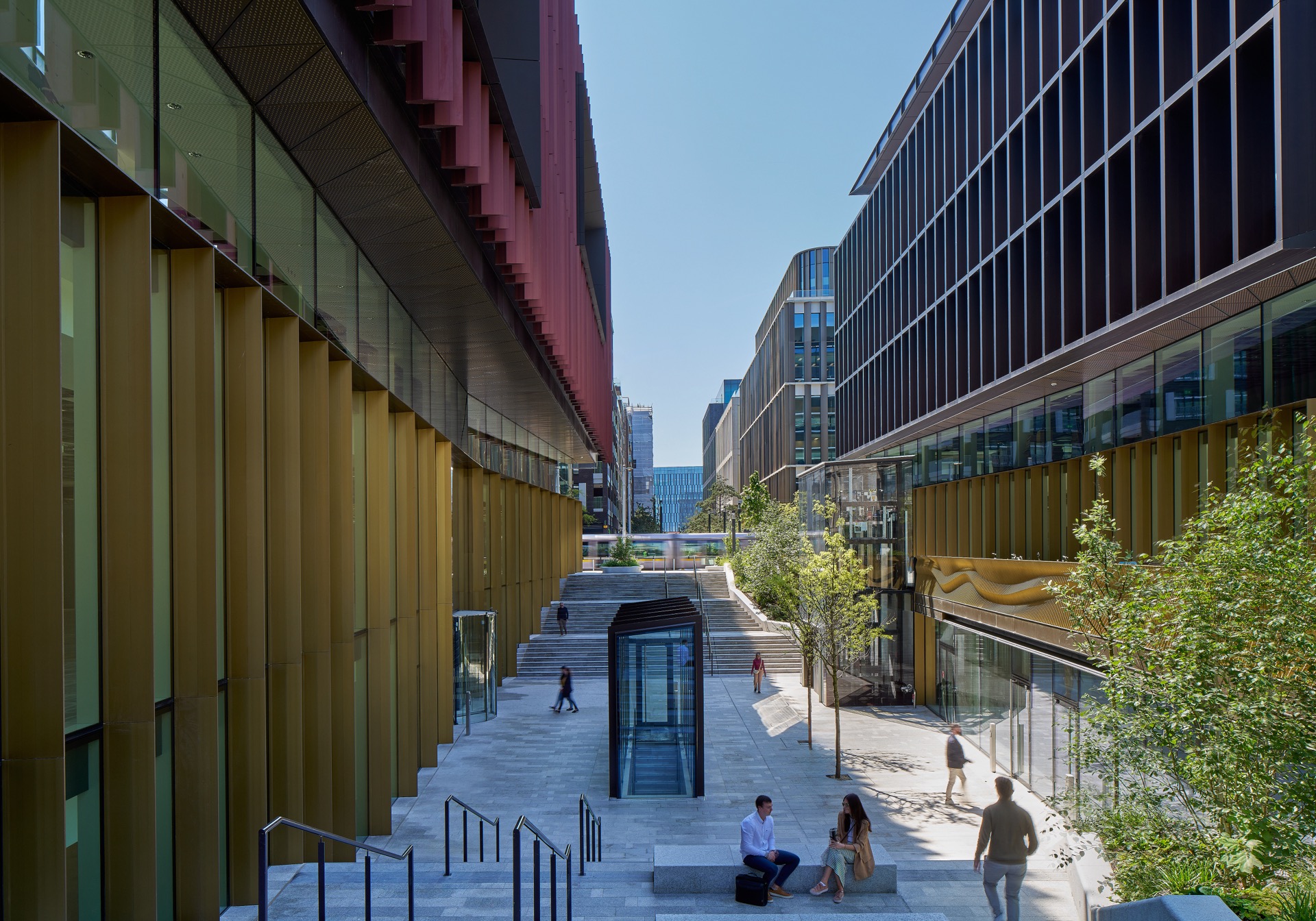 outdoor stairwell with open space for cultural activities in front of Dublin office for rent